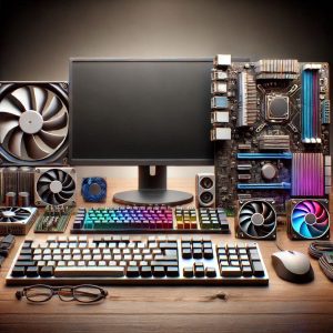 realistic image of computer components for a website header