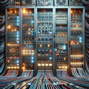 un gabinete grande lleno de switches y servidores (1)